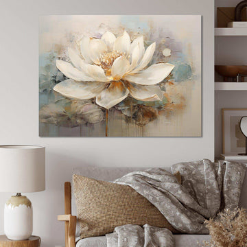 Antique Lotus Connection I - Floral Canvas Wall Art